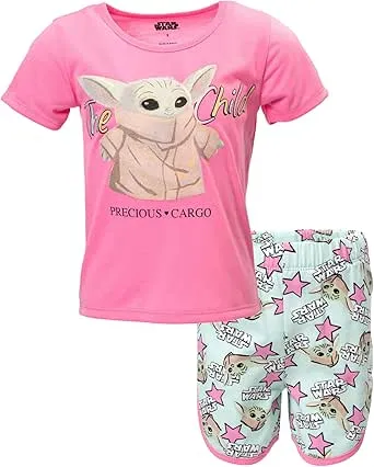 Star Wars The Child Girls French Terry T-Shirt and Shorts Outfit Set