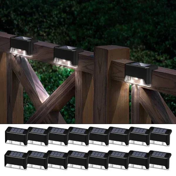 Solar Deck Lights, 16 Solar Step Lights Waterproof LED Solar Stair Lights, Outdo