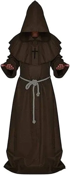 LHJ Friar Medieval Hooded Monk Renaissance Priest Robe Costume Cosplay