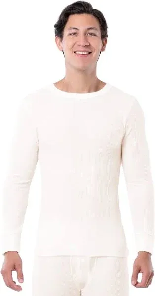 LARGE Fruit Of The Loom Mens Thermal Shirt Dual Defense White Crew NEW