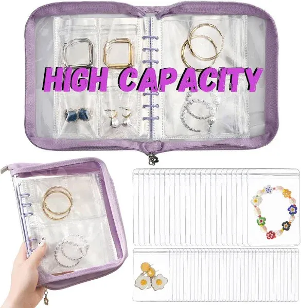 Bracelet Storage Organizer Travel Earring Case Organizer bag Transparent Jewelry Storage Book for Accesorios, Bracelet, Earring, Necklace, With pvc Jewelry Pouches Zipper Bags