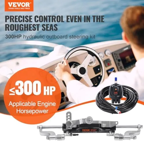 VEVOR Hydraulic Outboard Steering Kit 300HP with Helm Pump Two-Way Lock Cylinder and 26 Feet Hydraulic Steering Hose XWYYFXBDJTJ37VR7HV0