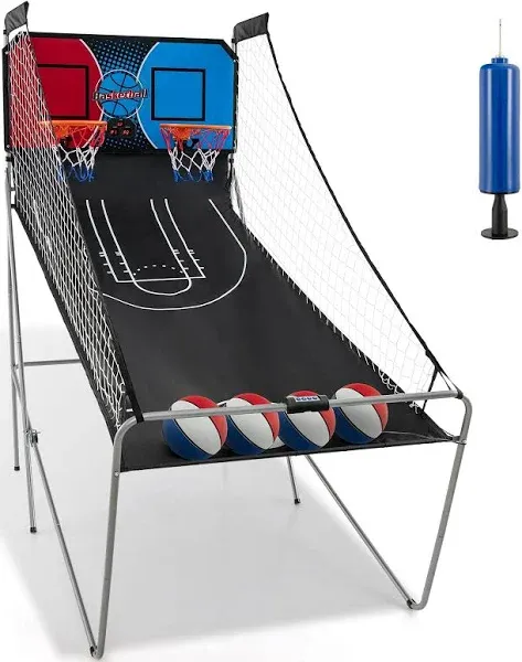 Costway Dual Shot Basketball Arcade Game with 8 Game Modes and 4