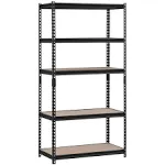 Muscle Rack 36"W x 18"D 72"H Five-Shelf Steel Shelving, Black