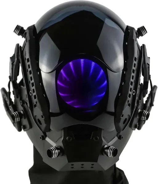 foymi Cyberpunk Mask Helmet Futuristic Mask with Infinity Mirror Lights Techwear Mask Cosplay Costume