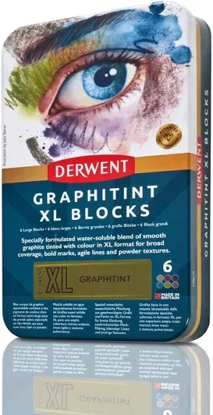 Derwent Watersoluble Graphite XL Blocks - Assorted, Set of 6