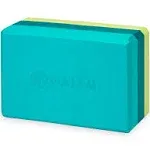 Yoga Block - Supportive Latex-Free EVA Foam Soft Non-Slip Surface for Yoga, Pilates, Meditation, Tri-Color Teal Tonal