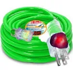 century contractor grade 50 ft 10 gauge power extension cord 10/3 plug,extension cord with lighted ends (50 ft 10 gauge, green)