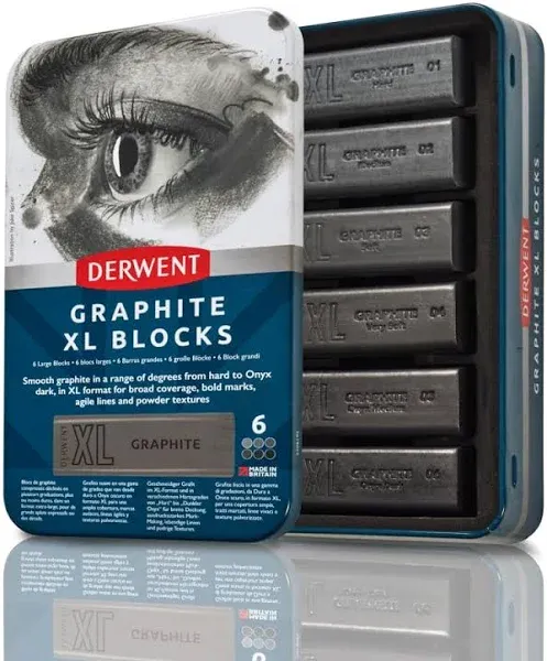 Derwent Watersoluble Graphite XL Blocks - Assorted, Set of 6