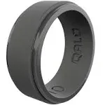 Qalo Men's Polished Step Edge Silicone Ring L Size 10 L Charcoal