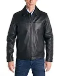 Perry Ellis Men's Classic Leather Jacket - Black