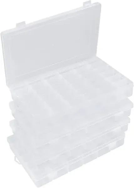 Hlotmeky Bead Organizer 36 Grids 4 Pack Clear Plastic Parts Organizer Box 3600 Tackle Box Craft Storage Compartment Divided Container