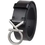 Calvin Klein Men&#039;s 35mm Genuine Leather CK Logo Buckle Belt Black