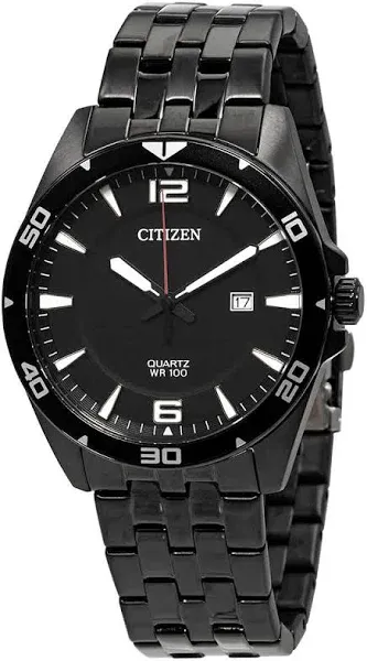 Citizen Quartz Black Dial Black-plated Men&#039;s Watch BI5055-51E