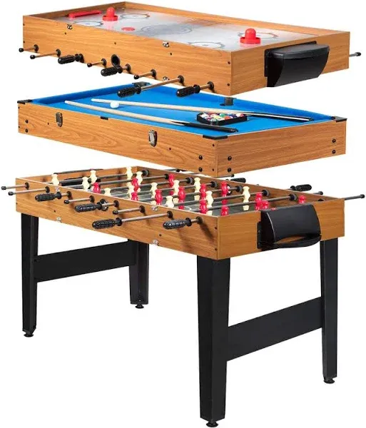 Costway 48" 3-in-1 Multi Combo Football Billiards Pool Hockey Game Table