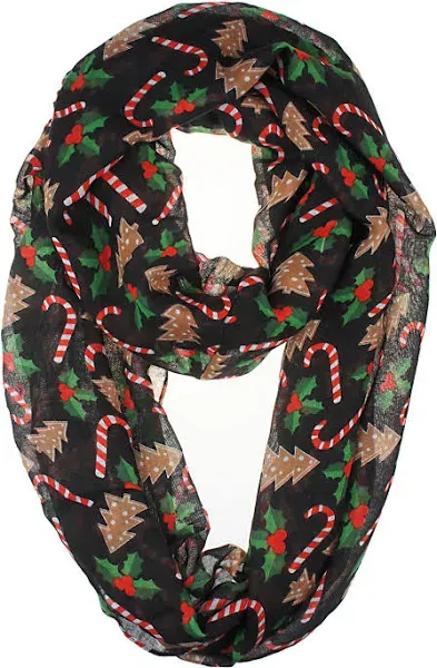 VIVIAN & VINCENT Women's Soft Lightweight Sheer Infinity Christmas Scarf