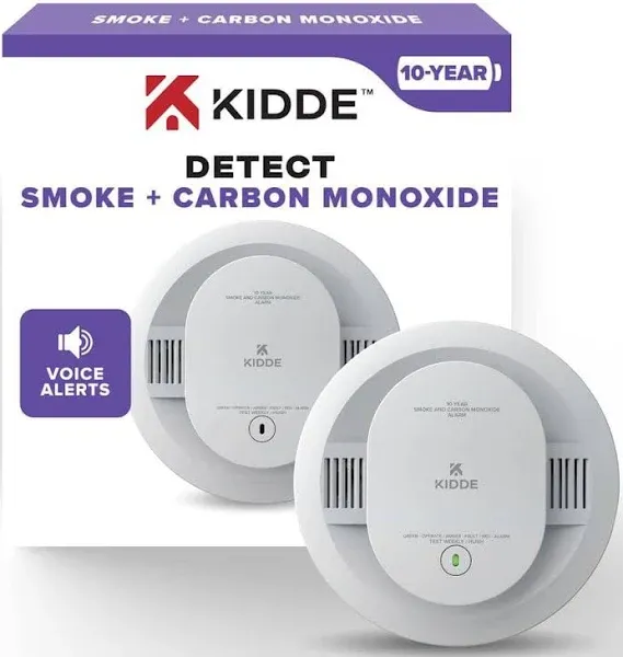 Kidde Combination Smoke and Carbon Monoxide Detector with Alarm, LED Warning Lights, and Voice Alert