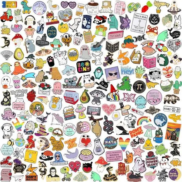 SINCCO 20/40 Pcs Cute Enamel Backpack Pins, Funny Enamel Pins Bulk Set Cool Button Pins Aesthetic Brooch Lapel Pins Anime for Backpacks, Jackets, Hats