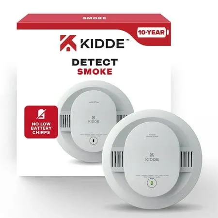 Kidde 10-Year Sealed Lithium Battery-Operated Photoelectric Smoke Detector Alarm, 5-inch