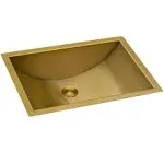 Ruvati 16 x 11 inch Brushed Gold Polished Brass Rectangular Bathroom Sink Undermount - RVH6107GG