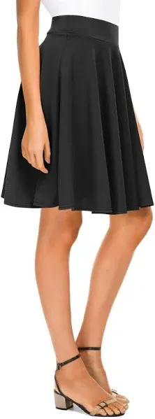 EXCHIC Women's Casual Stretchy Flared Mini Skater Skirt