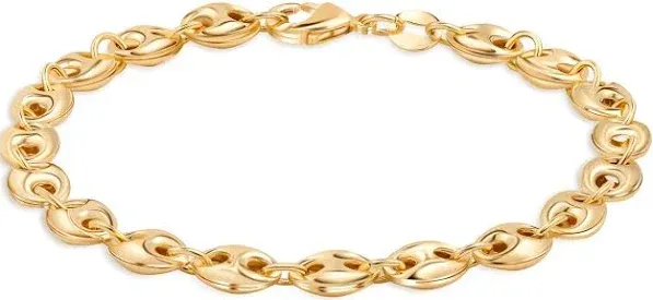 Barzel 18K Gold Plated Puff Mariner Bracelet, 7.5 Inches - Made In Brazil 