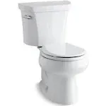 Kohler K-3997-0 Wellworth Two-Piece Round-Front 1.28 GPF Toilet, White