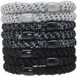 L Erickson Grab & Go Ponytail Holders, Grey Metallic, Set of Eight - Exceptionally Secure with Gentle Hold