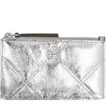 Tory Burch Kira Metallic Diamond Quilt Zip Card Case - Silver