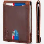 Serman Brands Travel Wallet RFID Blocking Bifold Slim Genuine Leather Thin Front