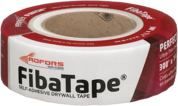 FibaTape FDW8654-U Perfect Finish, Ultra-Thin Joint Drywall Tape, 1-7/8 in. x 300 ft, White