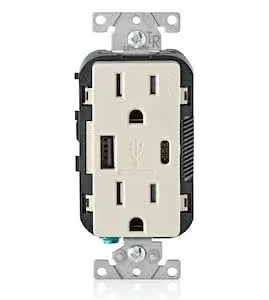 Leviton 15-Amp Type A & Type-C USB Charger