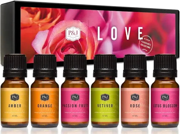 P&J Trading Fragrance Oil | Love Set of 6 - Scented Oil for Soap Making, Diffuse