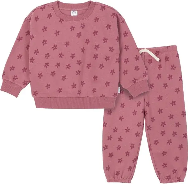 Gerber Baby Girls' Toddler 2-piece Fleece Sweatshirt and Jogger Set