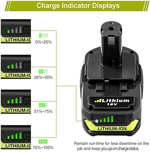 Upgraded 7.0Ah 2Packs P108 18V Battery Compatible with Ryobi 18V ONE+ Battery Replacement P108 P102 P103 P104 P105 P107 P109 P122 Cordless Tool Batteries Rapid Rechargeable Batteries with Indicator