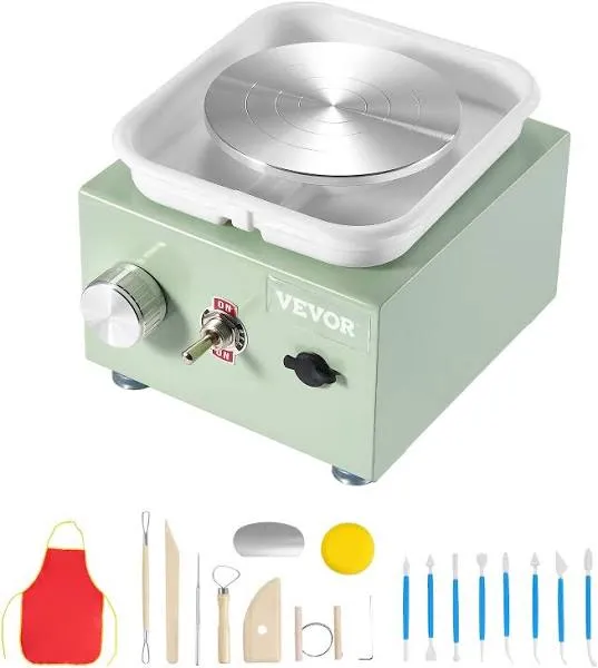 VEVOR Mini Pottery Wheel Adjustable Speed Detachable Basin Forming Machine or Art Craft Work Home DIY - 2.56in/3.94in