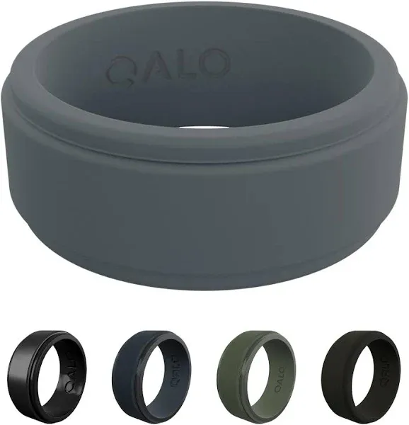 Qalo Men's Polished Step Edge Silicone Ring