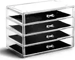 Bino | 4 Drawer Makeup Organizer | Lenox Avenue | The Manhattan Series | Makeup Drawer Storage | Cosmetic Organizer | Plastic Vanity | Organizer Clear