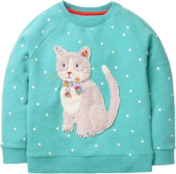 Bumeex Toddler Girl Sweatshirt Clothes Outfit,Cotton Crewneck 3-4T, Teal Cat 