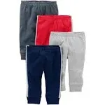 Simple Joys by Carter's Baby 4 Pack Neutral Pant, Dark Blue/Dark Grey/Grey Heather/Red, 18 Months