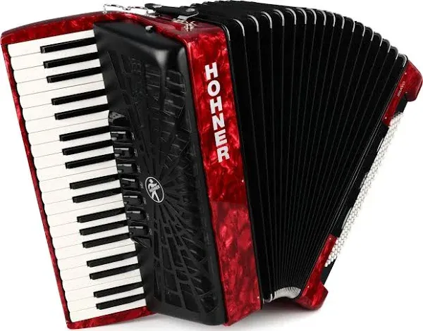 Hohner Bravo III 120 Accordion with Black Bellows Red