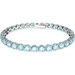 Swarovski | Matrix Rhodium-Plated Round-Cut Blue Crystal Tennis Bracelet | Realry