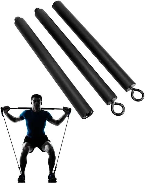 QWORK Resistance Band Bar Pilates Bar Home Gym Fitness Workout Bar for Strength Training Cardio Exercise