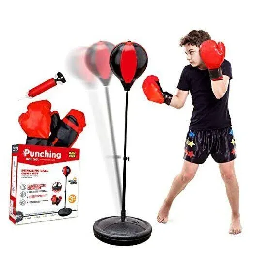 Punching Bag for Kids, Kids Boxing Bag with Stand, 3 4 5 6 7 8 9 10 Years black