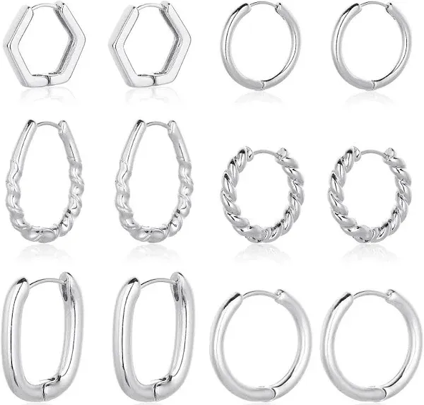 Adoyi 9 Pairs Gold Hoop Earrings Set for Women Gold Twisted Huggie Hoops Earring