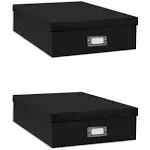 Large Rectangular Scrapbook Storage Boxes - Two Water-Resistan<wbr/>t, Black &amp; Stylish