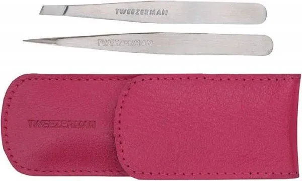 Tweezerman Petite Tweeze Set In Leather Case - Pink