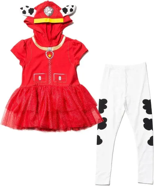 Paw Patrol Toddler Girls Marshall Cosplay T-Shirt Dress and Leggings Outfit Set