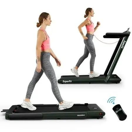 Goplus 2 in 1 Folding Treadmill, 2.25HP SuperFit Under Desk Electric Treadmill, Installation-Free with Remote Control, App Control and LED Display, W