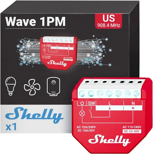 Wave 1PM US UL | Z-Wave Smart Switch Relay 1-Channel 15A Dry | Home Automatio...